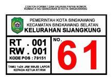 SE PENGATURAN NOMOR RUMAH ATAU BANGUNAN DI KOTA SINGKAWANG